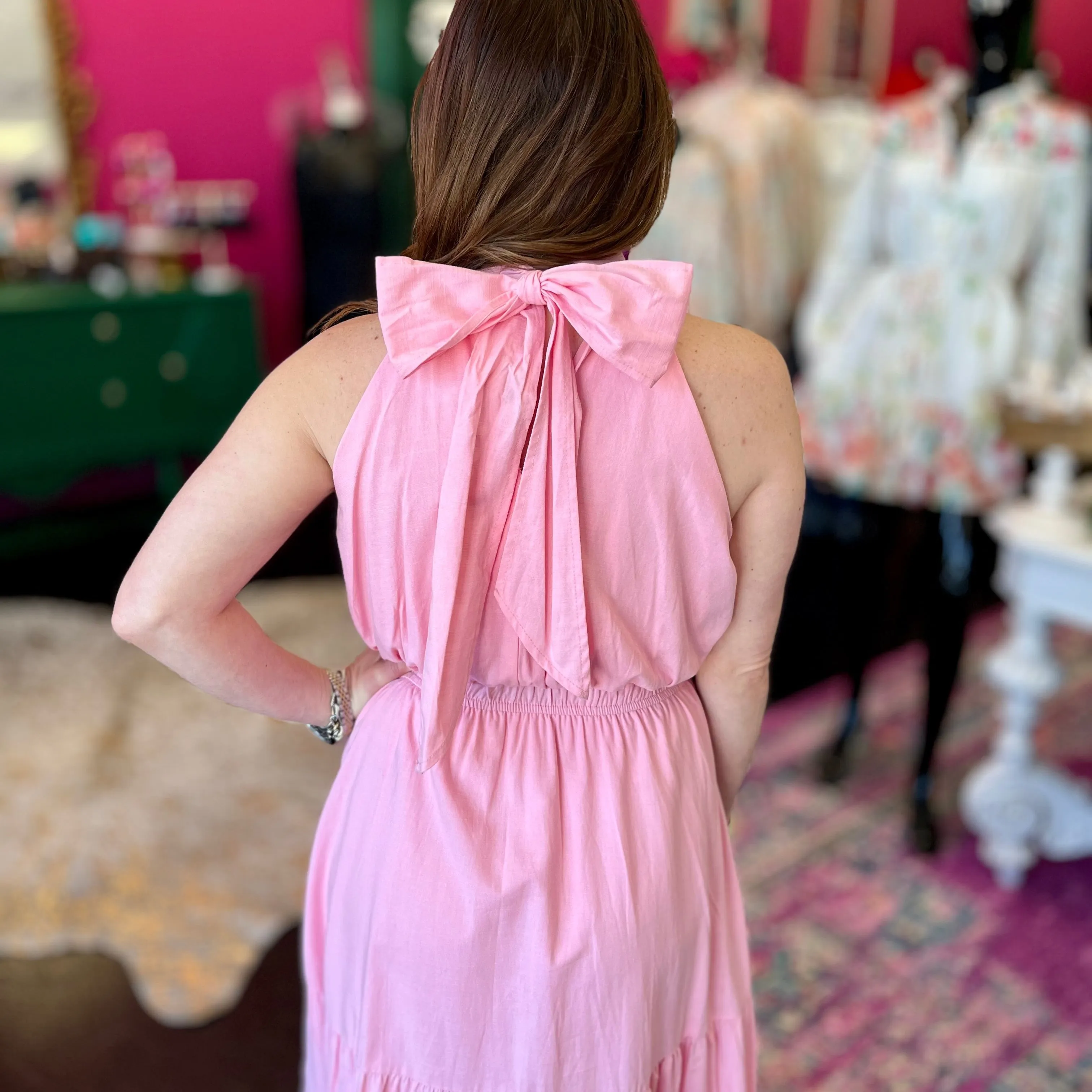 Baby Pink Halter Maxi Dress