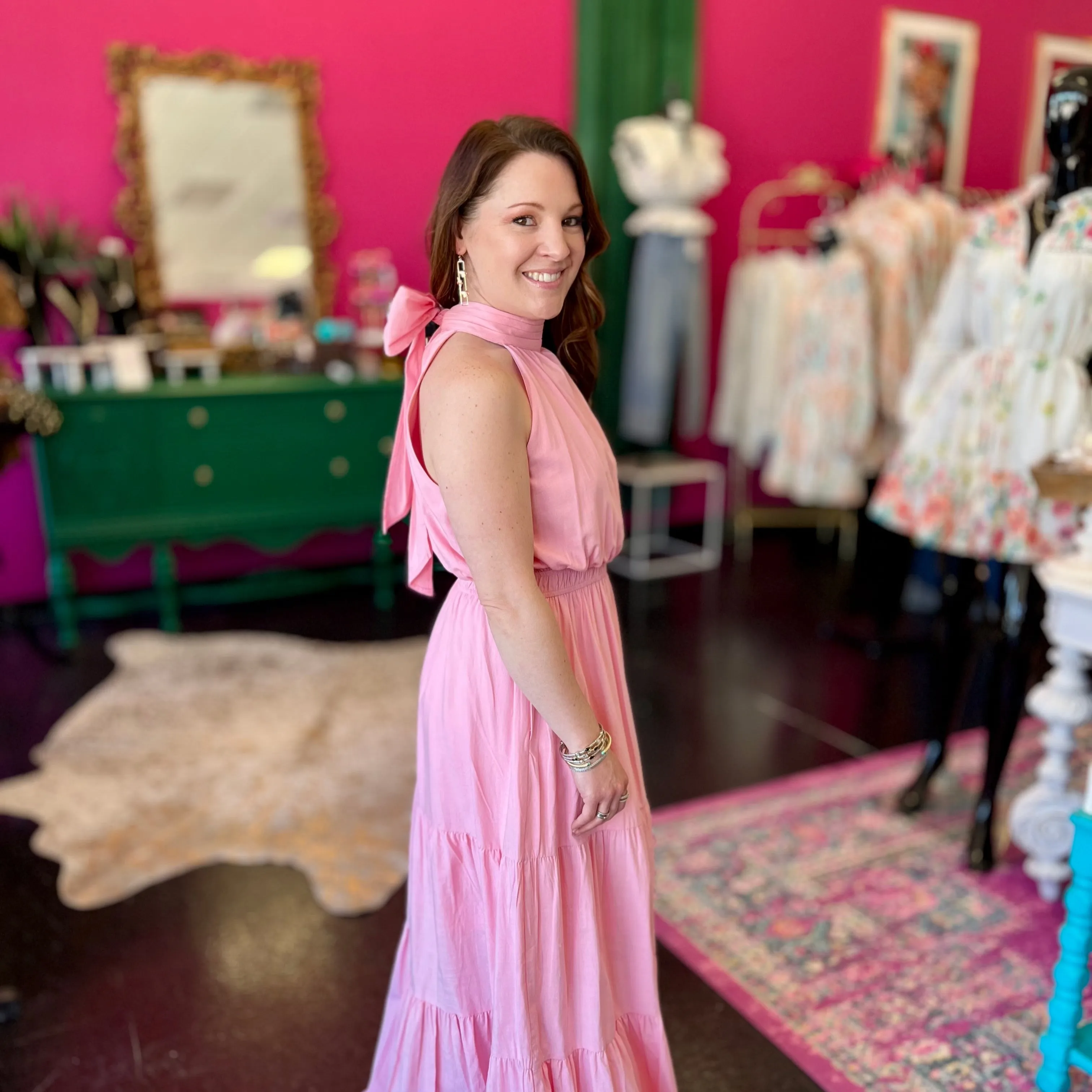 Baby Pink Halter Maxi Dress
