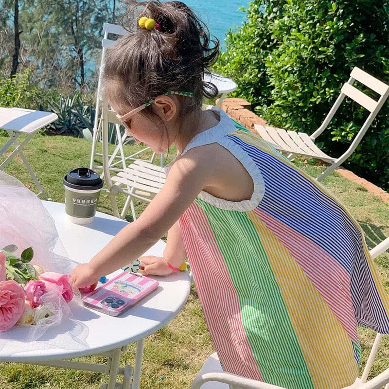 Colorful Stripe Halter A-Line Dress