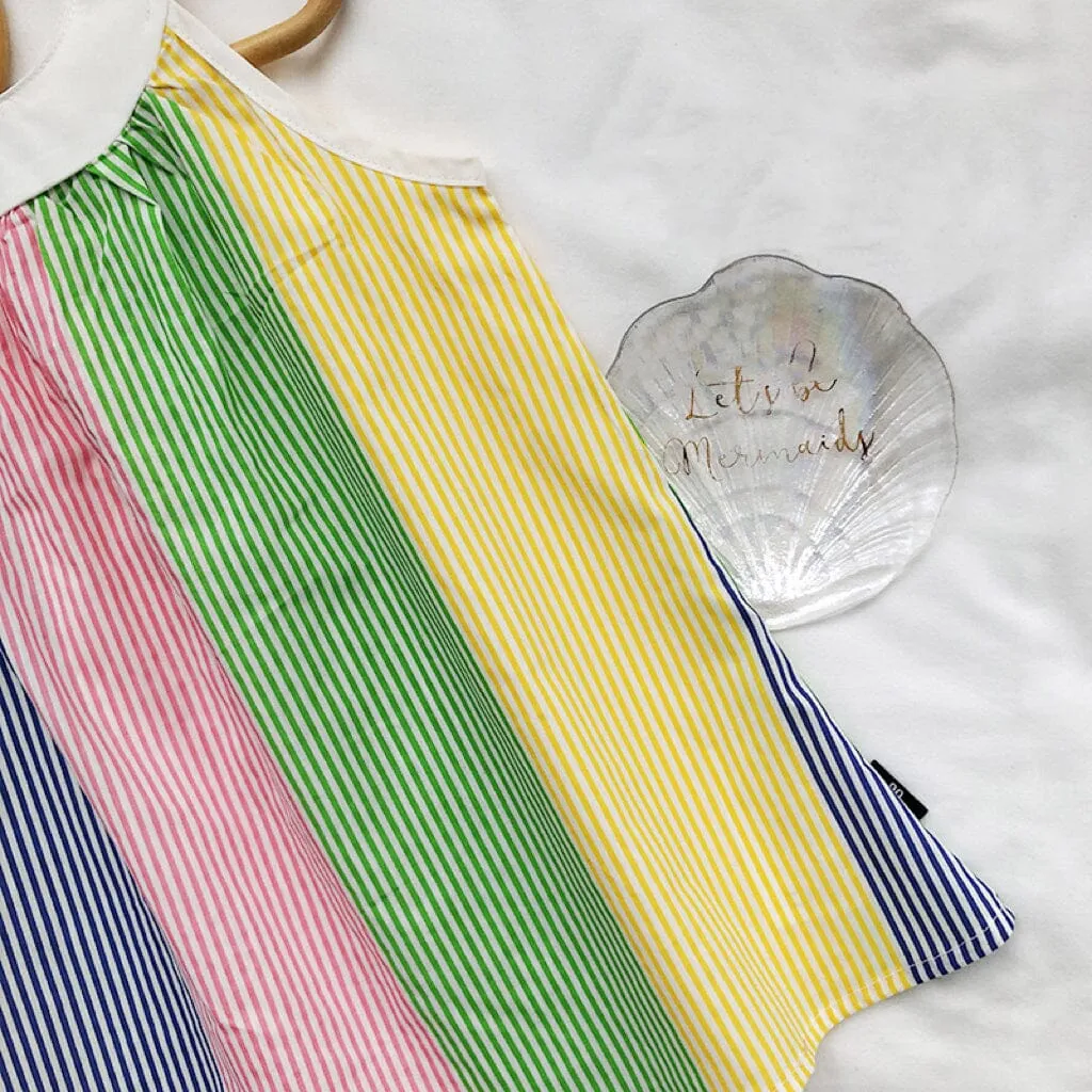 Colorful Stripe Halter A-Line Dress