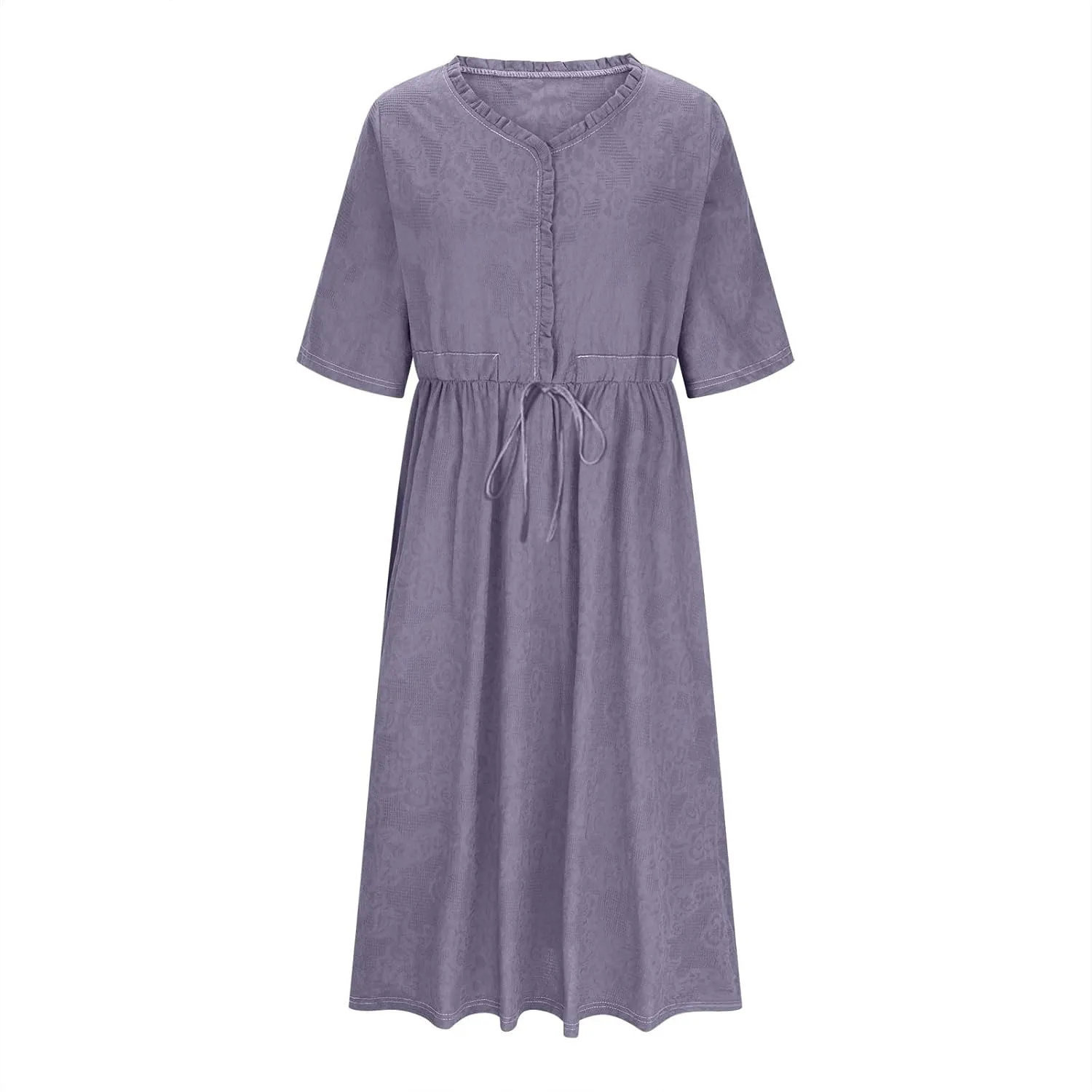 Linen Dresses for Women 2025 Summer Long Maxi Dress Short Sleeve Button Down Tshirt Sundresses Boho Beach Outfits